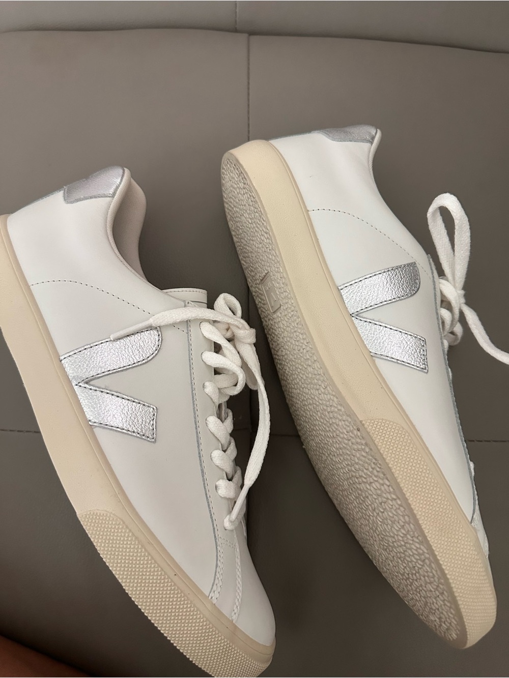 NEW Veja Esplar Leather White Silver Women’s 10 EU 41 - Picture 3 of 6